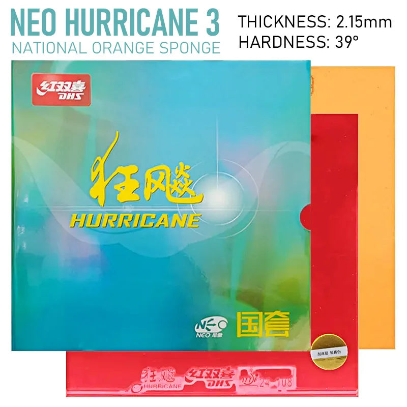 DHS Hurricane 3 NEO National Table Tennis Rubber Soft Orange Sponge Series Tacky Ping Pong Rubber