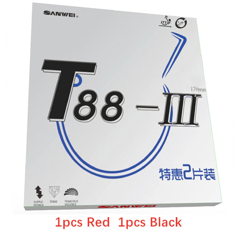 SANWEI T88-III T88-3 Table Tennis Rubber Semi-Tacky Pimples-In Ping Pong Rubber with Sponge for Loop Play