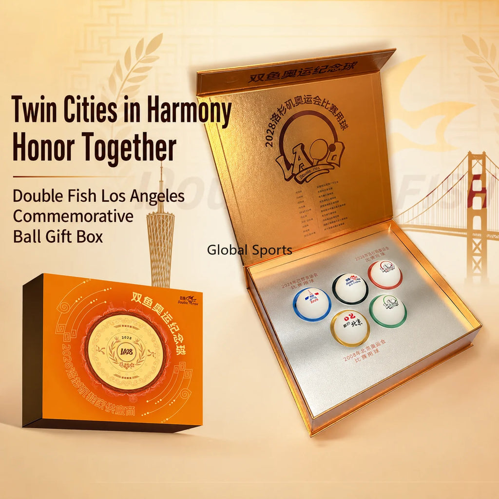 Double Fish V40+ 2028 Los Angeles Gedenktischtennisbälle 3-Sterne Tischtennisball Geschenkbox