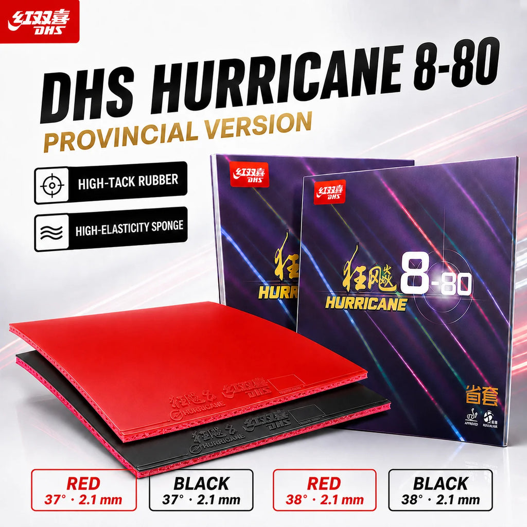 DHS Hurricane 8-80 Provincial Table Tennis Rubber Tacky Pips-In Ping Pong Rubber with Elastic Sponge