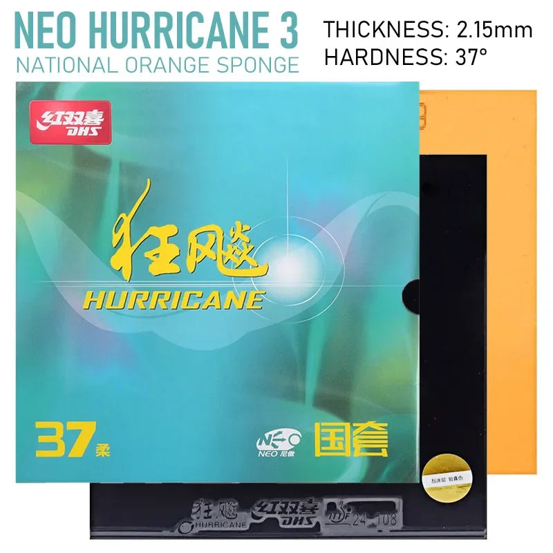 DHS Hurricane 3 NEO National Table Tennis Rubber Soft Orange Sponge Series Tacky Ping Pong Rubber