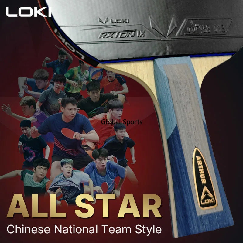 LOKI All Star Table Tennis Racket Basalt Carbon Blade with RXTON 9 and Telson 100 Rubbers Ping Pong Paddle