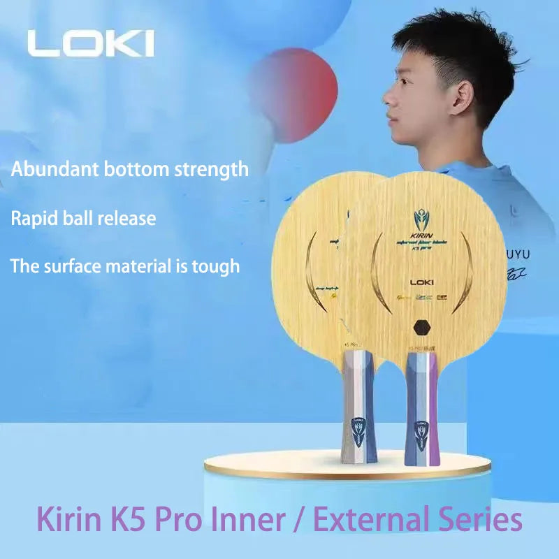 LOKI Kirin K5 PRO INNER / External Table Tennis Blade 7-Ply 5 Wood 2 Carbon Ping Pong Paddle 2 Carbon Fiber Table Tennis Racket