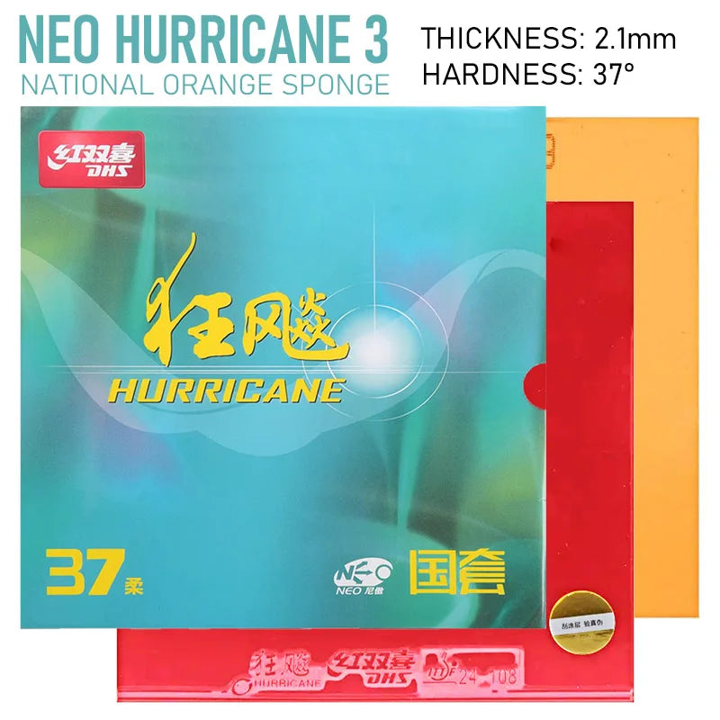 DHS Hurricane 3 NEO National Table Tennis Rubber Soft Orange Sponge Series Tacky Ping Pong Rubber