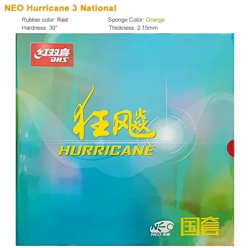 DHS Hurricane 3 NEO National Table Tennis Rubber Tacky Ping Pong Rubber Blue or Orange Sponge