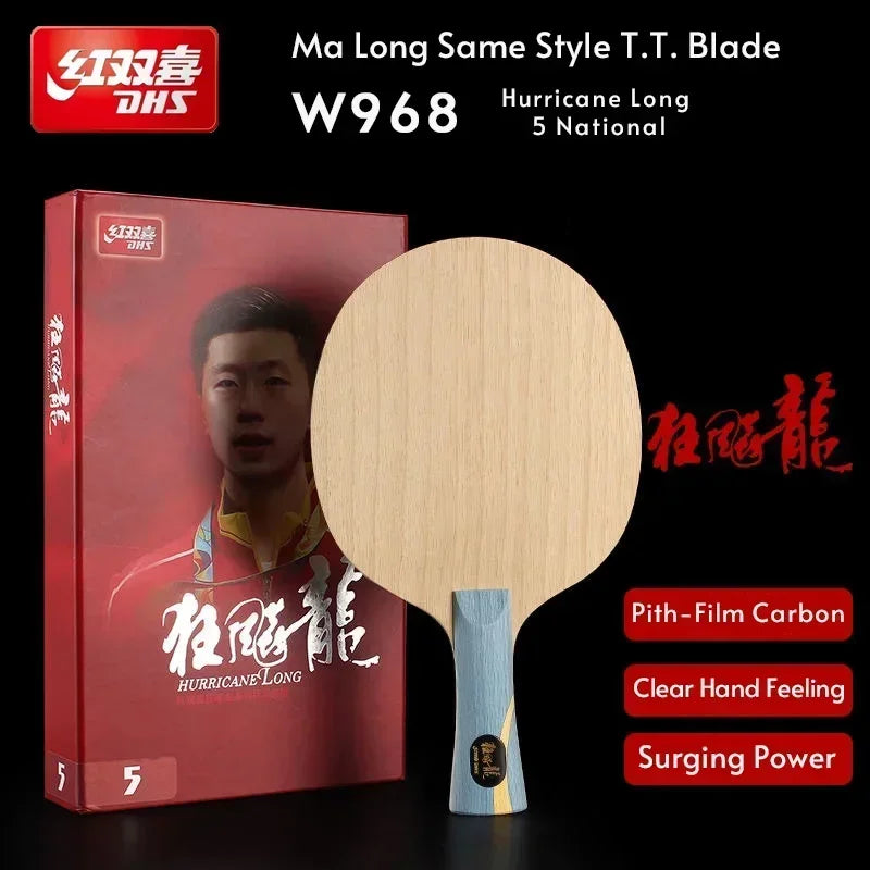 DHS Hurricane Long 5 W968 National Table Tennis Blade ALC Carbon Ping Pong Paddle with Box