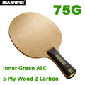 SANWEI 75G Table Tennis Blade Inner Green ALC 5 Wood 2 Carbon Ping Pong Paddle for All-Round Play