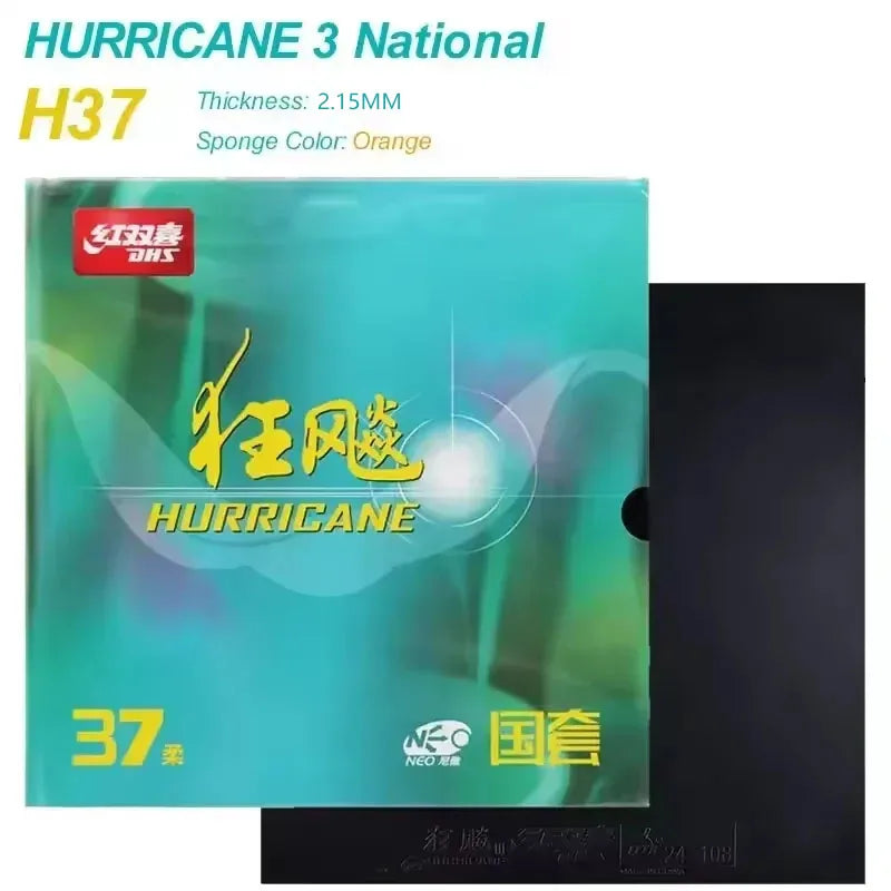 DHS Hurricane 3 NEO National Table Tennis Rubber Tacky Ping Pong Rubber Soft and Blue Sponge Options