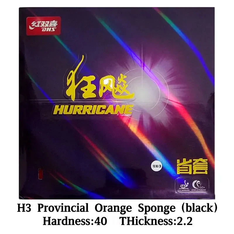 DHS Hurricane 3 Provincial Table Tennis Rubber Orange Sponge Pips-In Ping Pong Rubber