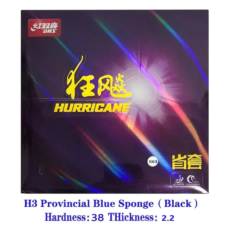 DHS Hurricane 3 Provincial Table Tennis Rubber Blue Sponge Pips-In Ping Pong Rubber