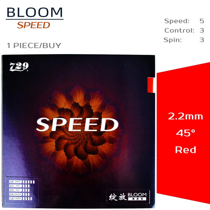 729 Friendship Bloom Table Tennis Rubber Tacky Pimples-In Ping Pong Rubber for Fast Attack and Loop Drive