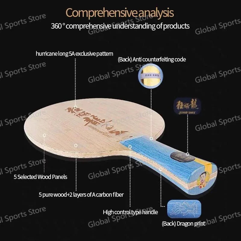Original DHS Hurricane Long 5A Table Tennis Blade Professional HL5A Ping Pong Blade Outer A-Fiber Force Material