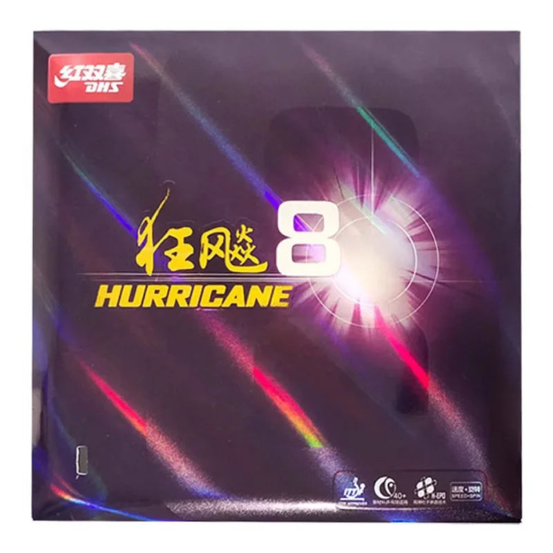 DHS Hurricane 8 Tischtennisbelag Klebrige Noppen innen Dichter Schwamm Tischtennisbelag für Geschwindigkeit und Spin