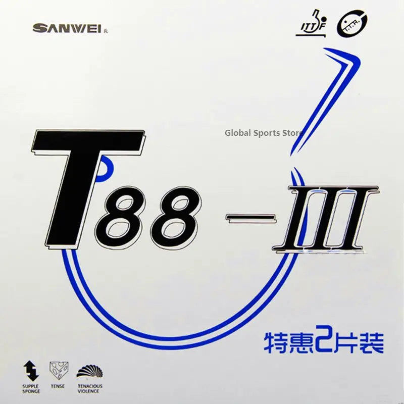 SANWEI T88-III T88-3 Table Tennis Rubber Semi-Tacky Pimples-In Ping Pong Rubber with Sponge for Loop Play
