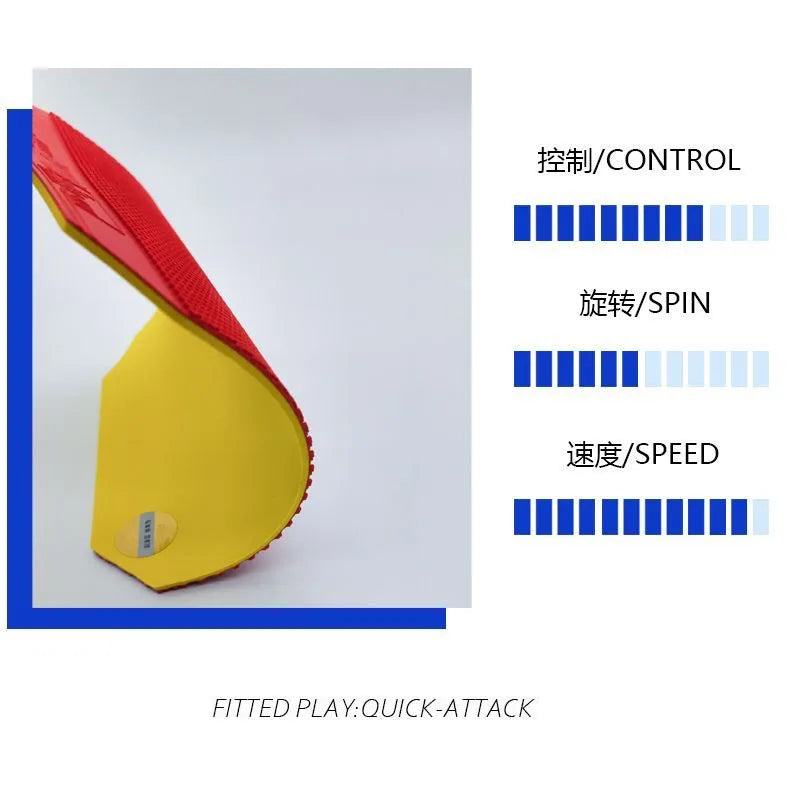DHS Dragonow Table Tennis Rubber Short Pips-Out Ping Pong Rubber with Sponge for Quick Attack