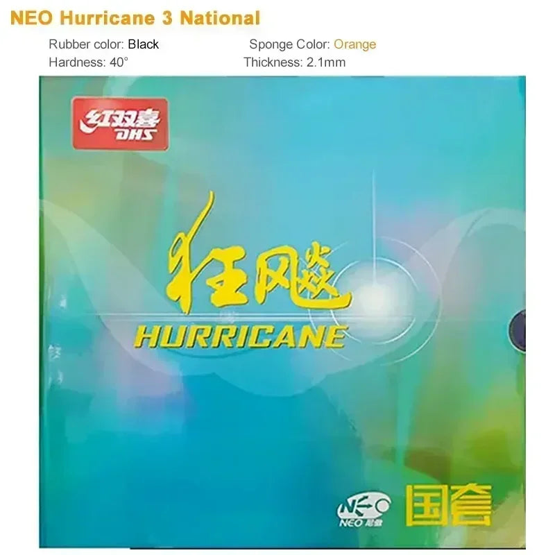 DHS Hurricane 3 NEO National Table Tennis Rubber Tacky Ping Pong Rubber Blue or Orange Sponge