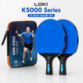 LOKI K5000 Tischtennisschläger-Set – 2 Tischtennisschläger mit blauem Gummi und Tragetasche für das Heimtraining