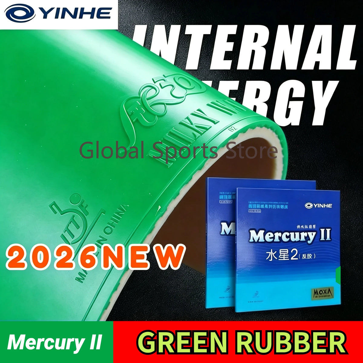 YINHE Mercury 2 Grüner Tischtennisbelag Klebriger Ping Pong Belag für Anfänger