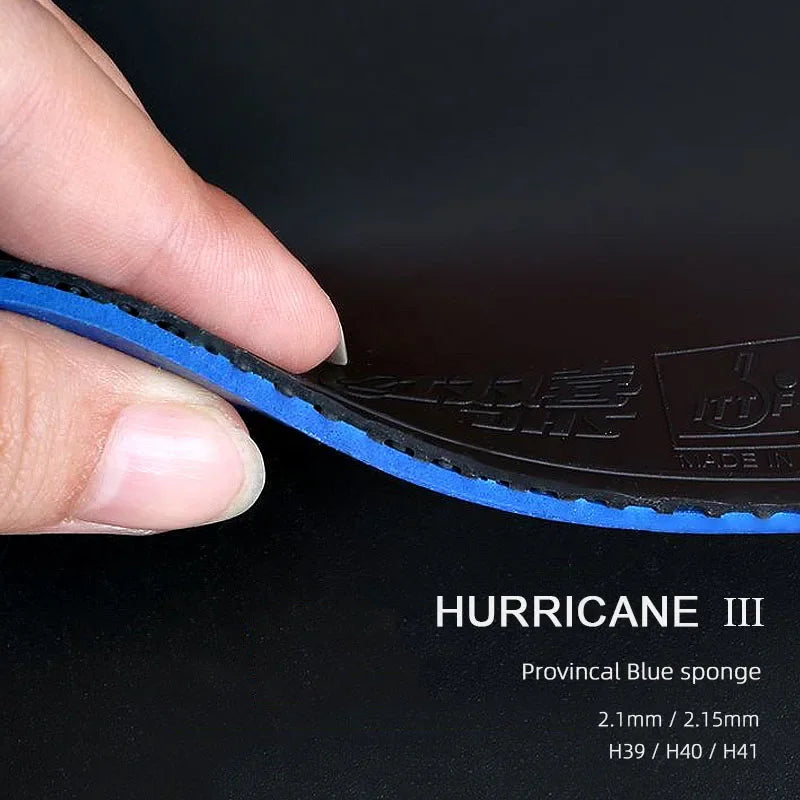 DHS Hurricane 3 NEO Provincial Table Tennis Rubber Tacky Pips-In Ping Pong Rubber Blue or Orange Sponge