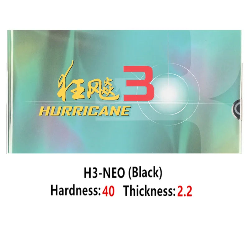 DHS Hurricane 3 NEO Table Tennis Rubber Tacky Pips-In Ping Pong Rubber with Sponge