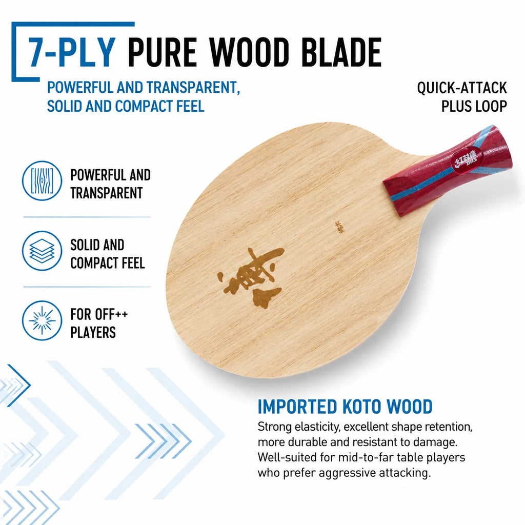 DHS Hurricane BO Fang Bo Table Tennis Blade 7-Ply All Wood Ping Pong Paddle for Fast Attack and Loop