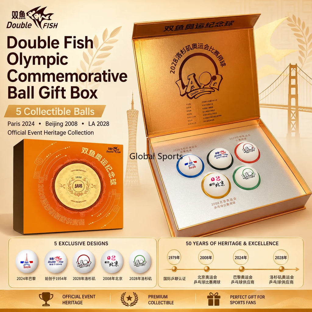 Double Fish V40+ 2028 Los Angeles Gedenktischtennisbälle 3-Sterne Tischtennisball Geschenkbox