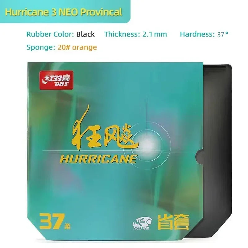 DHS Hurricane 3 NEO Provincial Table Tennis Rubber Tacky Ping Pong Rubber with Sponge