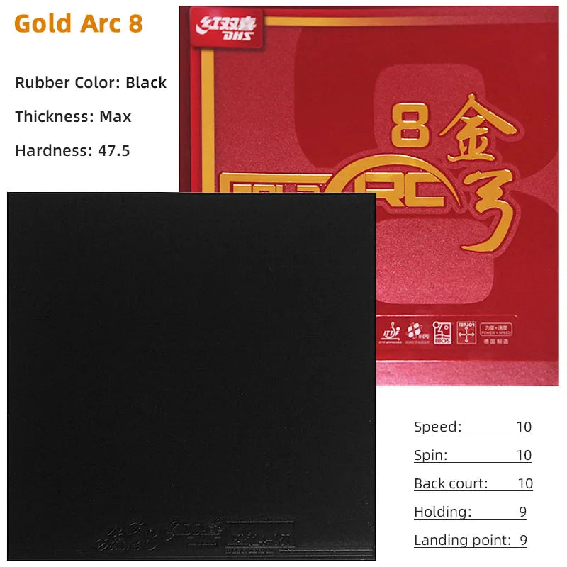 DHS Gold Arc 8 Table Tennis Rubber Non-Tacky Yellow Sponge Ping Pong Rubber Made in Germany