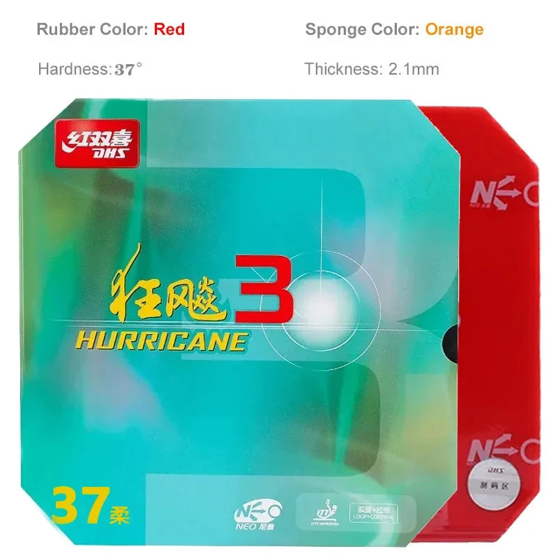 DHS Hurricane 3 NEO Table Tennis Rubber Soft Sponge Series Pips-In Ping Pong Rubber