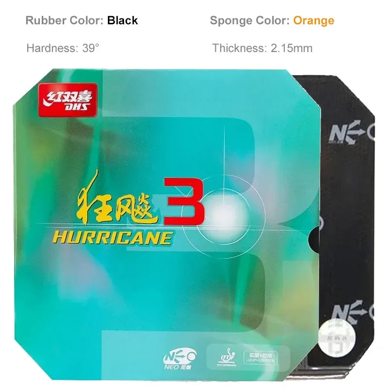 DHS Hurricane 3 NEO Table Tennis Rubber Soft Sponge Series Pips-In Ping Pong Rubber