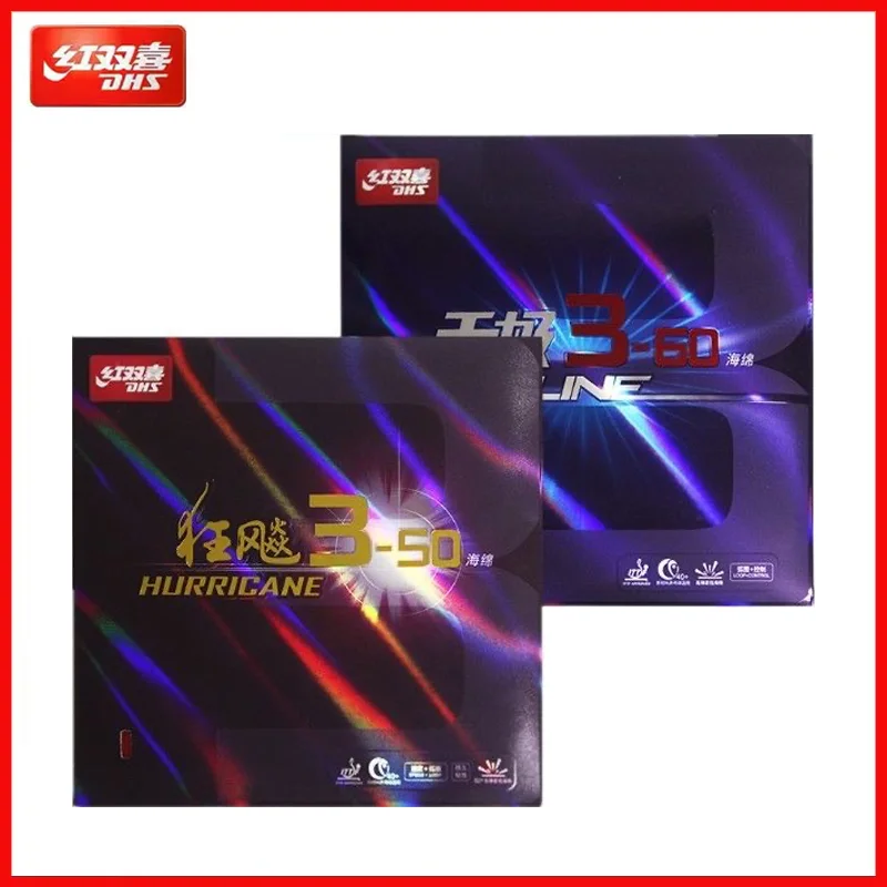 DHS Hurricane 3-50 and Skyline 3-60 Table Tennis Rubber Pips-In Ping Pong Rubber with Sponge