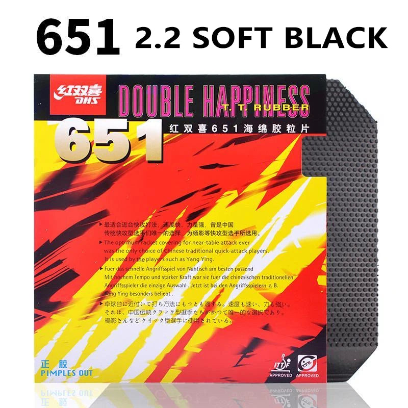 DHS 652 651 Table Tennis Rubber Short Pips-Out Ping Pong Rubber with Soft Sponge