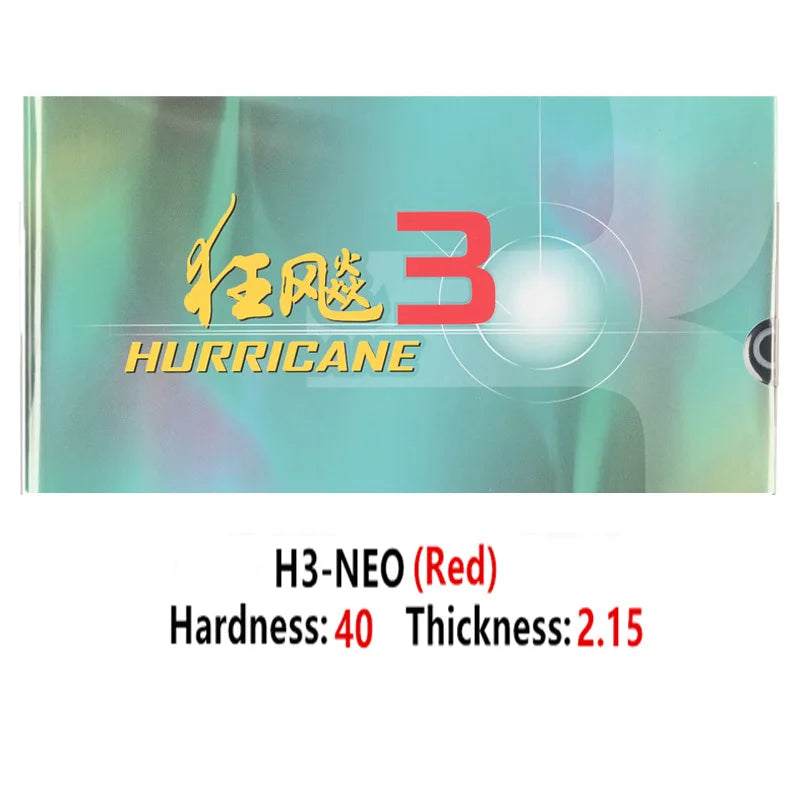 DHS Hurricane 3 NEO Table Tennis Rubber Tacky Pips-In Ping Pong Rubber with Sponge