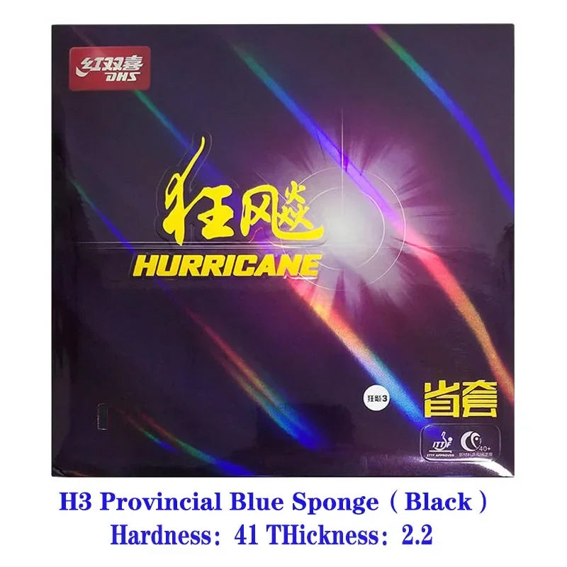 DHS Hurricane 3 Provincial Table Tennis Rubber Blue Sponge Pips-In Ping Pong Rubber