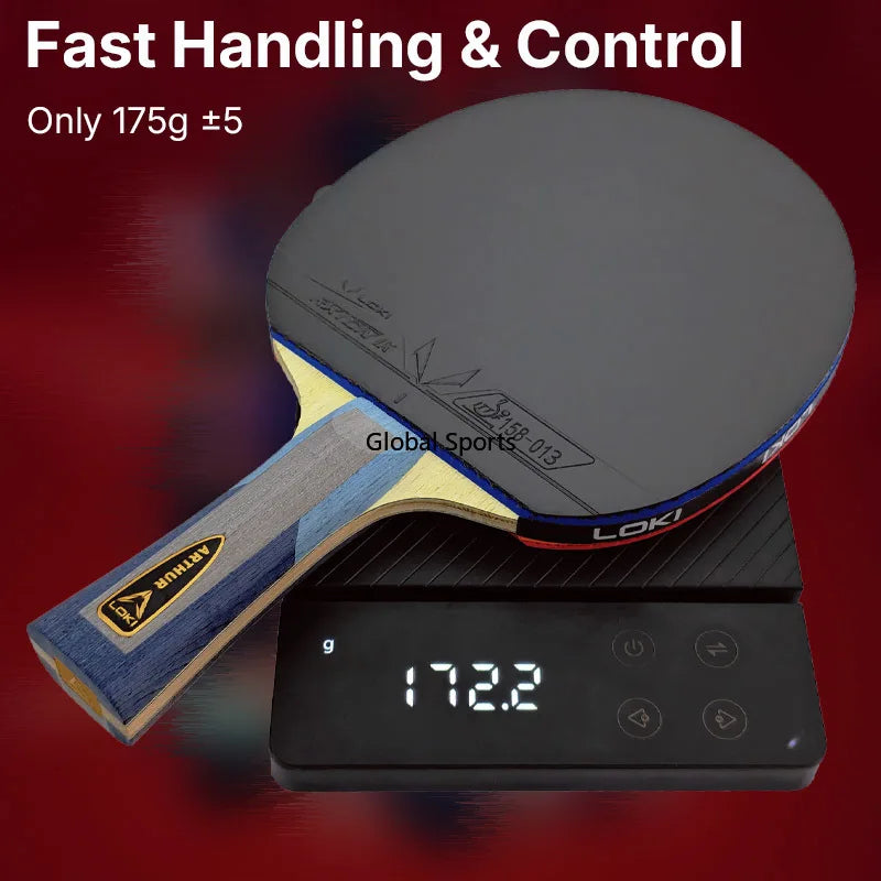 LOKI All Star Table Tennis Racket Basalt Carbon Blade with RXTON 9 and Telson 100 Rubbers Ping Pong Paddle