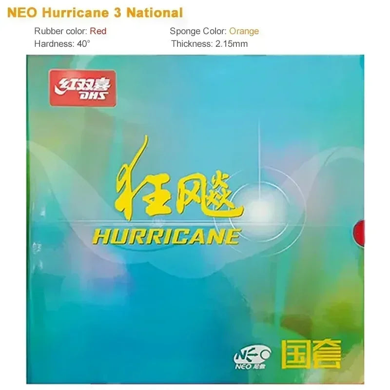 DHS Hurricane 3 NEO National Table Tennis Rubber Tacky Ping Pong Rubber Blue or Orange Sponge