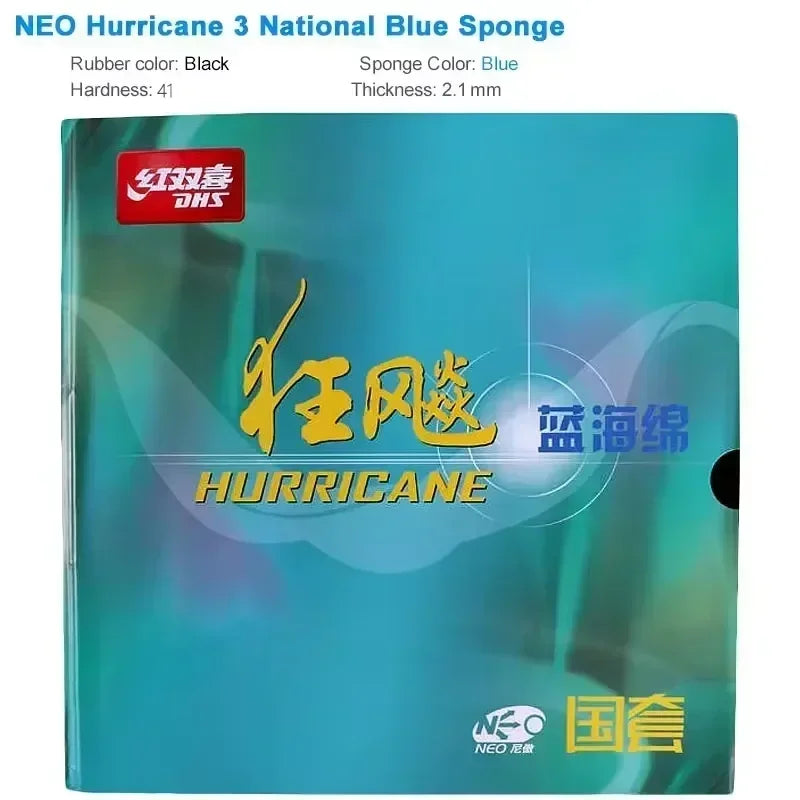 DHS Hurricane 3 NEO National Table Tennis Rubber Tacky Ping Pong Rubber Soft and Blue Sponge Options