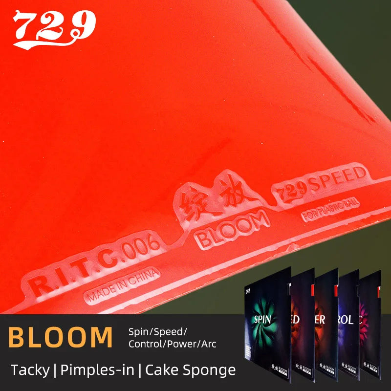 729 Friendship Bloom Table Tennis Rubber Tacky Pimples-In Ping Pong Rubber for Fast Attack and Loop Drive